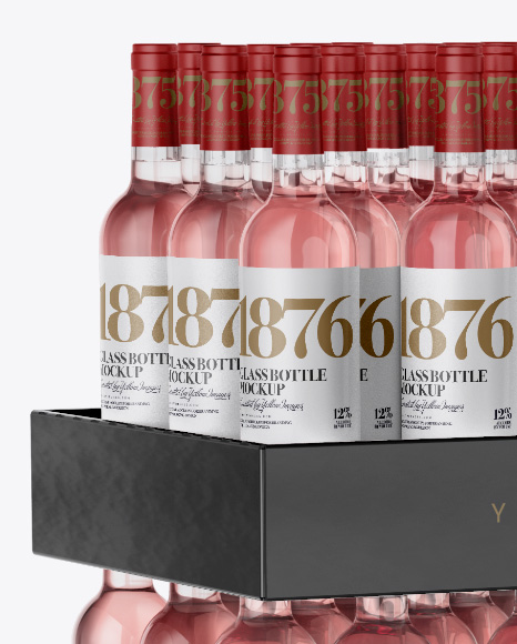 Stand with Rose Wine Bottles Mockup