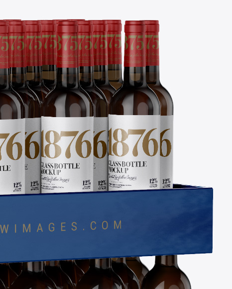 Stand with Dark Glass Bottles Mockup