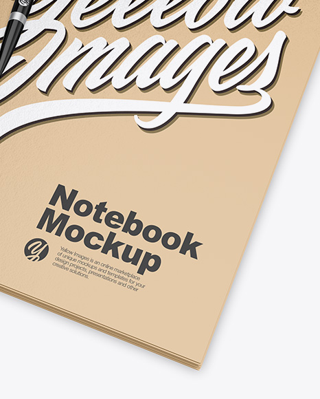 Kraft Notebook w/ Pen Mockup