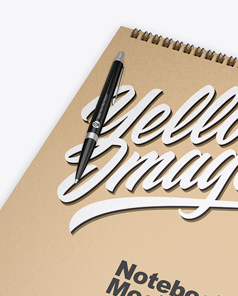 Kraft Notebook w/ Pen Mockup