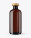 Amber Glass Bottle with Wooden Cap Mockup