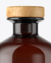 Amber Glass Bottle with Wooden Cap Mockup