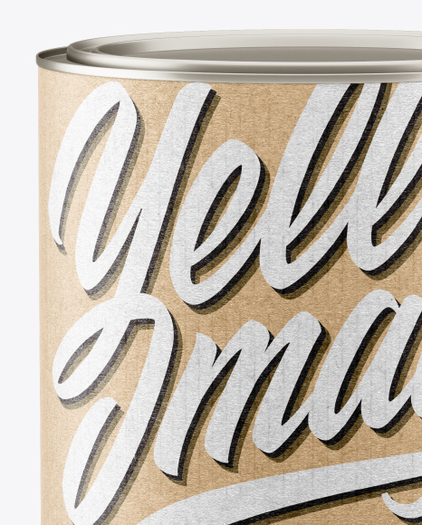 Metallic Paint Can w/ Kraft Label Mockup