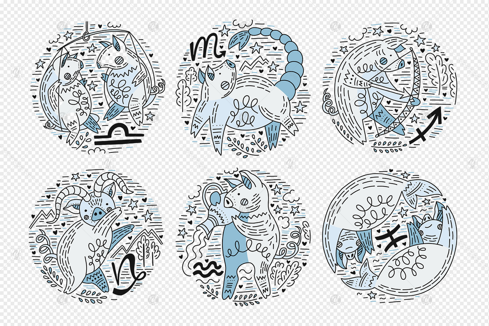 Pig Zodiac Set