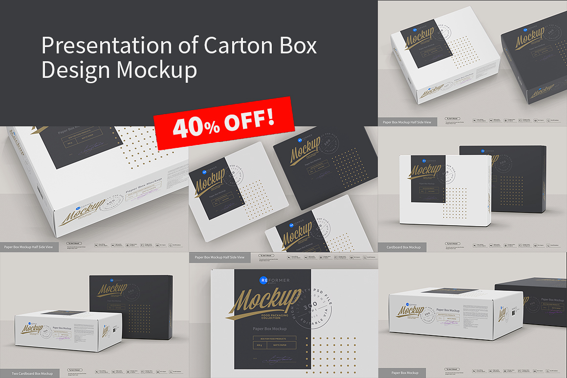 Presentation of Cartoon Box Design Mockup