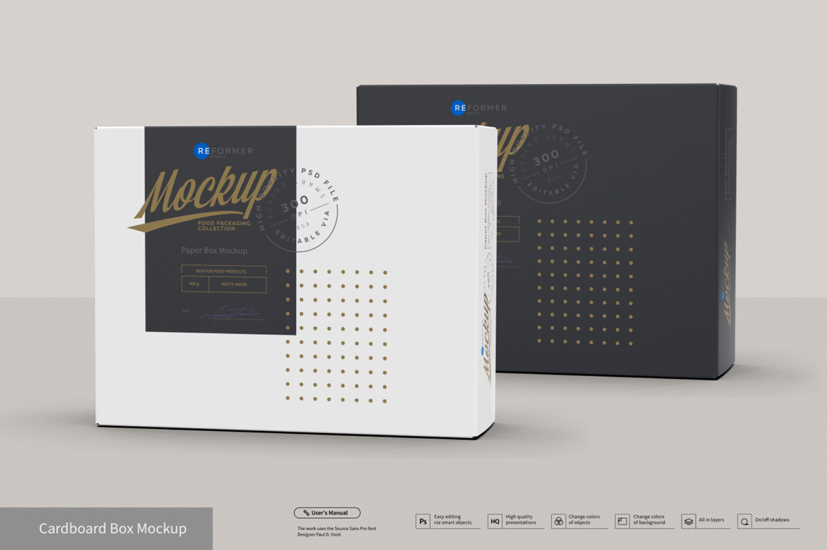 Presentation of Cartoon Box Design Mockup