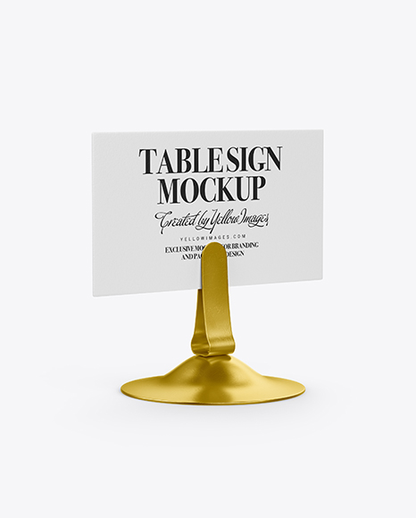 Table Sign W/ Metallic Holder Mockup