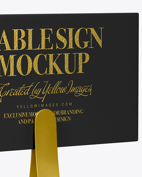 Table Sign W/ Metallic Holder Mockup