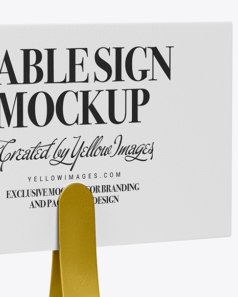 Table Sign W/ Metallic Holder Mockup