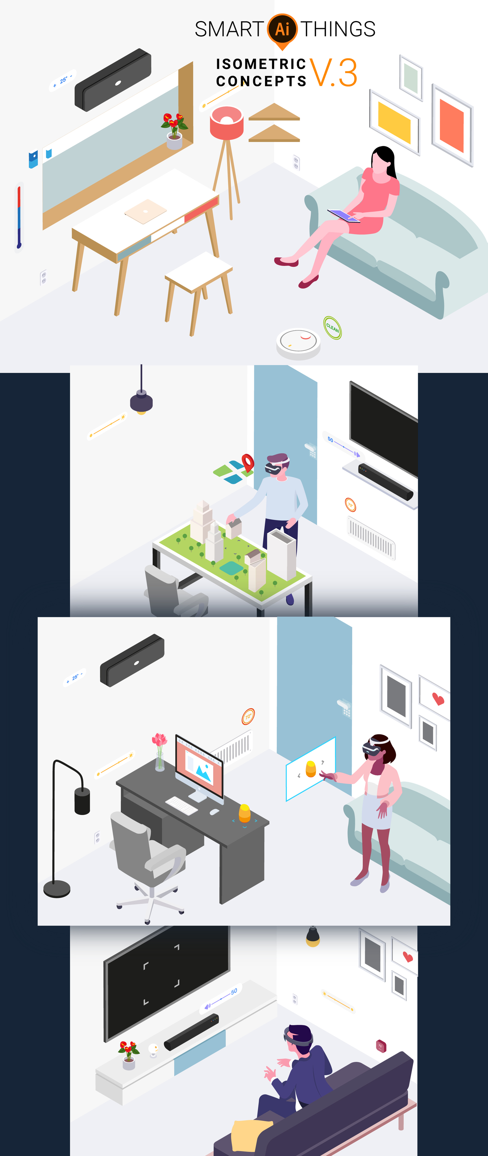 Smart Things Isometric Illustration Concept v.3