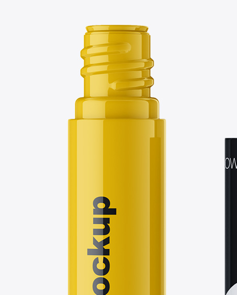 Opened Glossy Mascara Tube Mockup