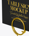 Table Sign W/ Metallic Holder Mockup