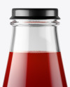 Clear Glass Bottle w/ Cherry Juice Mockup