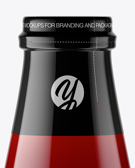 Clear Glass Bottle w/ Cherry Juice Mockup