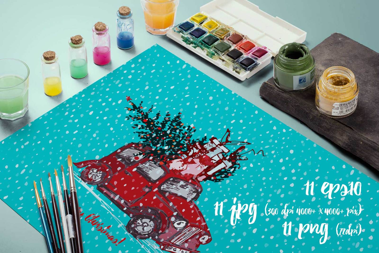 Hand drawn sketch Christmas tree and holiday cars Hand drawn sketch Christmas tree and holiday cars