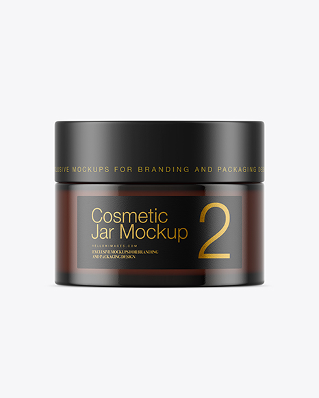 Dark Amber Glass Cosmetic Jar Mockup