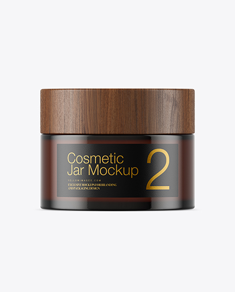 Dark Amber Glass Cosmetic Jar Mockup