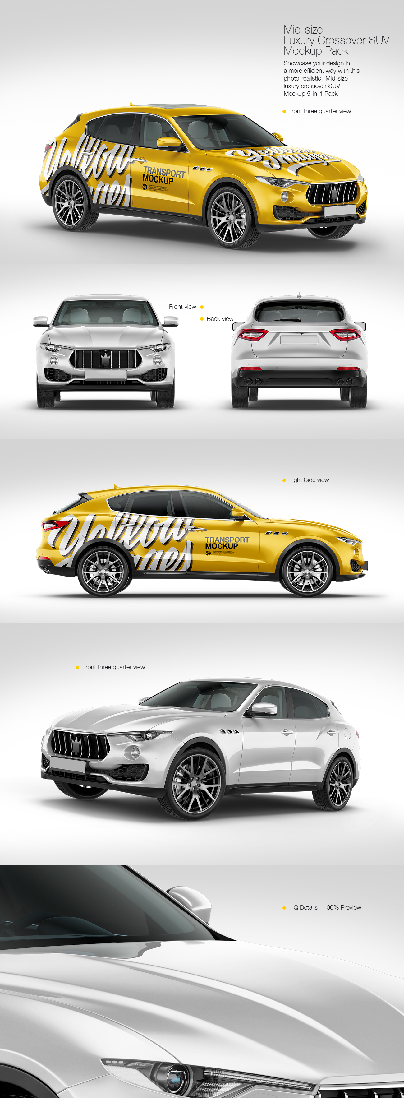 Mid-Size Luxury Crossover SUV Mockup Pack Mid-Size Luxury Crossover SUV Mockup Pack