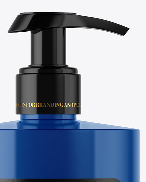 Glossy Cosmetic Bottle with Pump Mockup Glossy Cosmetic Bottle with Pump Mockup