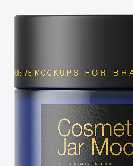 Dark Blue Glass Cosmetic Jar Mockup