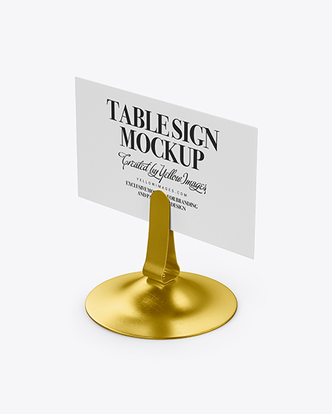 Table Sign W/ Metallic Holder Mockup