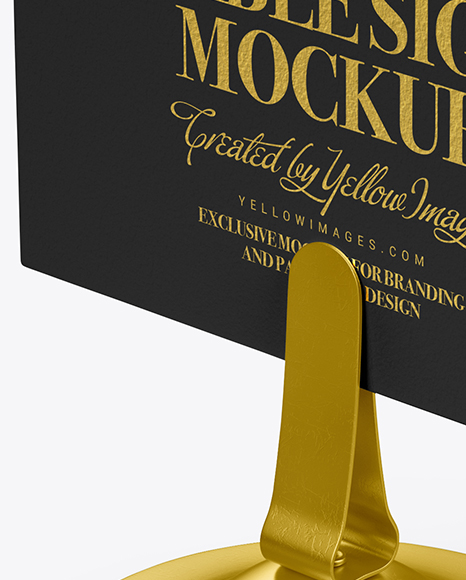 Table Sign W/ Metallic Holder Mockup