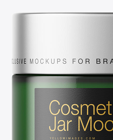 Dark Green Glass Cosmetic Jar Mockup