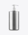 Matte Metallic Cosmetic Bottle with Pump Mockup