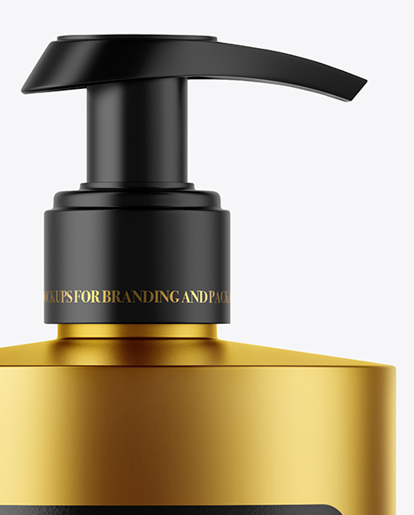 Matte Metallic Cosmetic Bottle with Pump Mockup