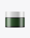 Dark Frosted Green Glass Cosmetic Jar Mockup