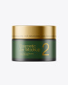 Dark Frosted Green Glass Cosmetic Jar Mockup Dark Frosted Green Glass Cosmetic Jar Mockup