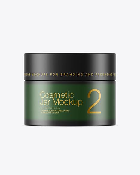 Dark Frosted Green Glass Cosmetic Jar Mockup