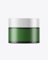 Frosted Green Glass Cosmetic Jar Mockup