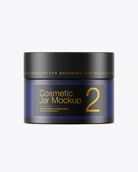 Dark Frosted Blue Glass Cosmetic Jar Mockup