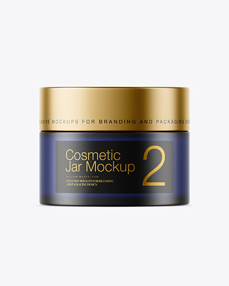 Dark Frosted Blue Glass Cosmetic Jar Mockup