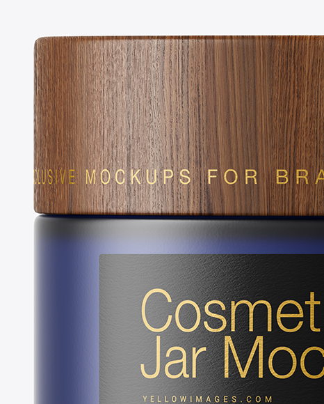 Dark Frosted Blue Glass Cosmetic Jar Mockup