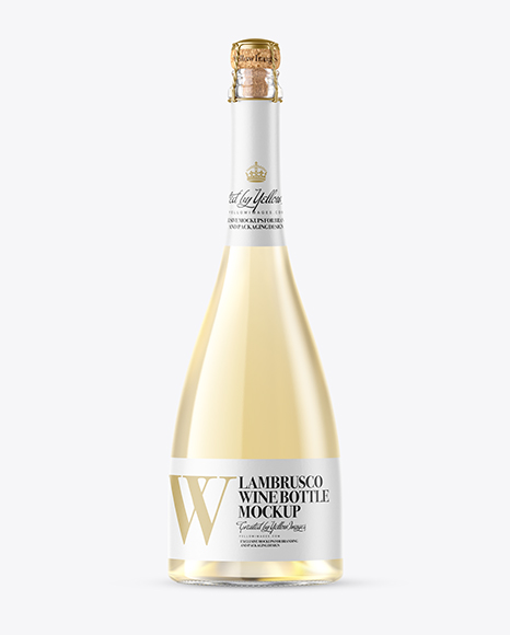 Clear Glass Lambrusco White Wine Bottle Mockup Clear Glass Lambrusco White Wine Bottle Mockup