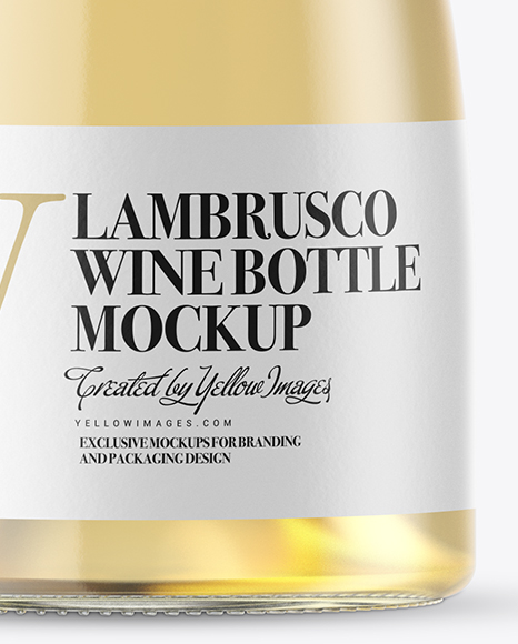 Clear Glass Lambrusco White Wine Bottle Mockup Clear Glass Lambrusco White Wine Bottle Mockup