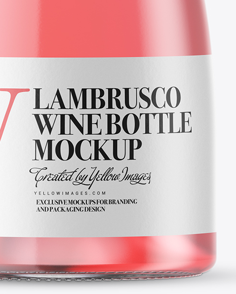 Clear Glass Lambrusco Pink Wine Bottle Mockup