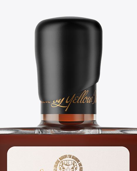 Square Black Rum Bottle with Wax Mockup