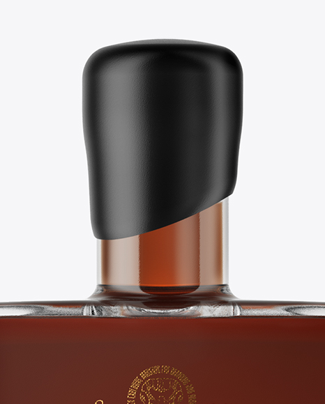 Square Black Rum Bottle with Wax Mockup