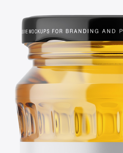 Glass Jar with Clear Honey Mockup