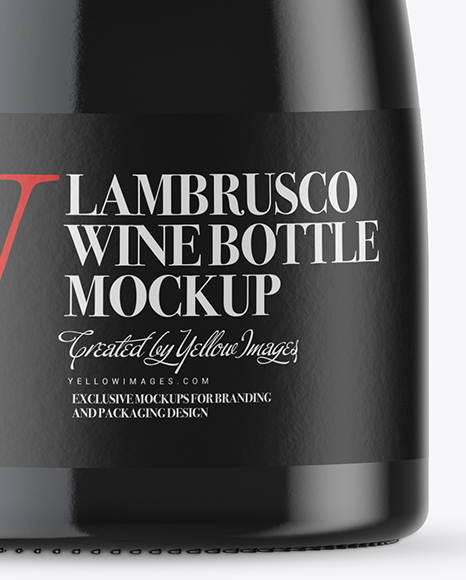 Green Glass Lambrusco Red Wine Bottle Mockup