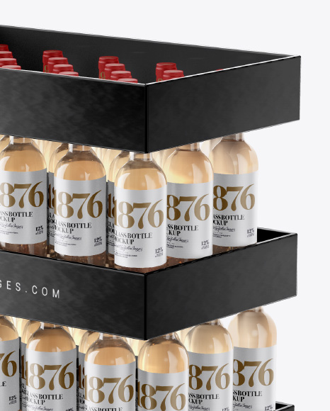 Stand with White Wine Bottles Mockup