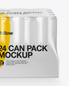 Glossy Pack with 24 Cans Mockup