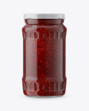 Glass Jar with Raspberry Jam Mockup