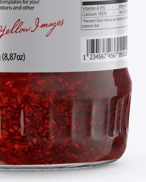 Glass Jar with Raspberry Jam Mockup