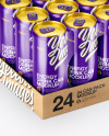 Transparent Pack with 24 Glossy Aluminium Cans Mockup