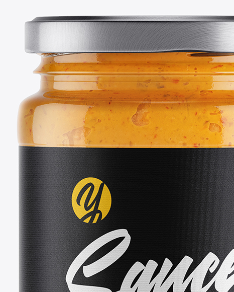 Clear Glass Jar w/ Sauce Mockup