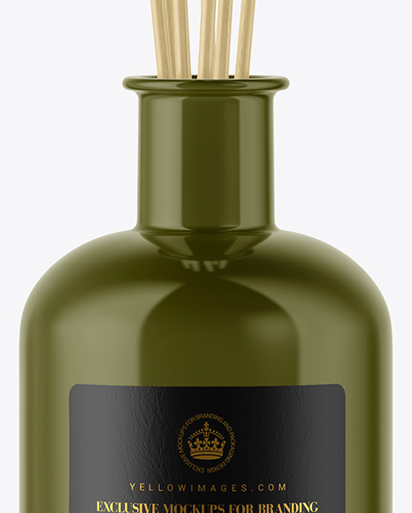 Glossy Bottle with Aroma Sticks Mockup